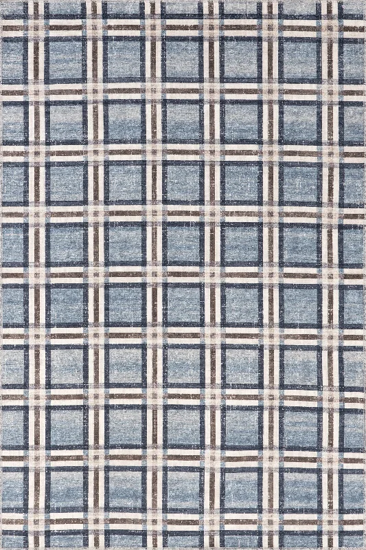 Alejandra Windowpane Plaid Washable Rug | Blue