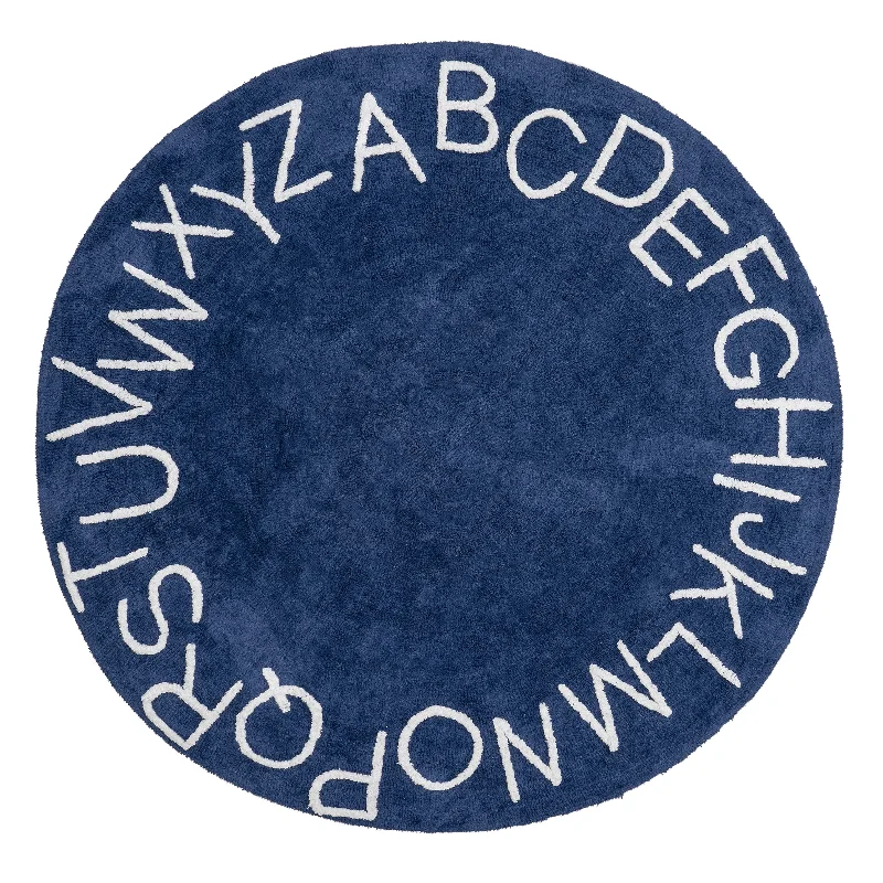 Alphabet Nursery Washable Rug | Navy