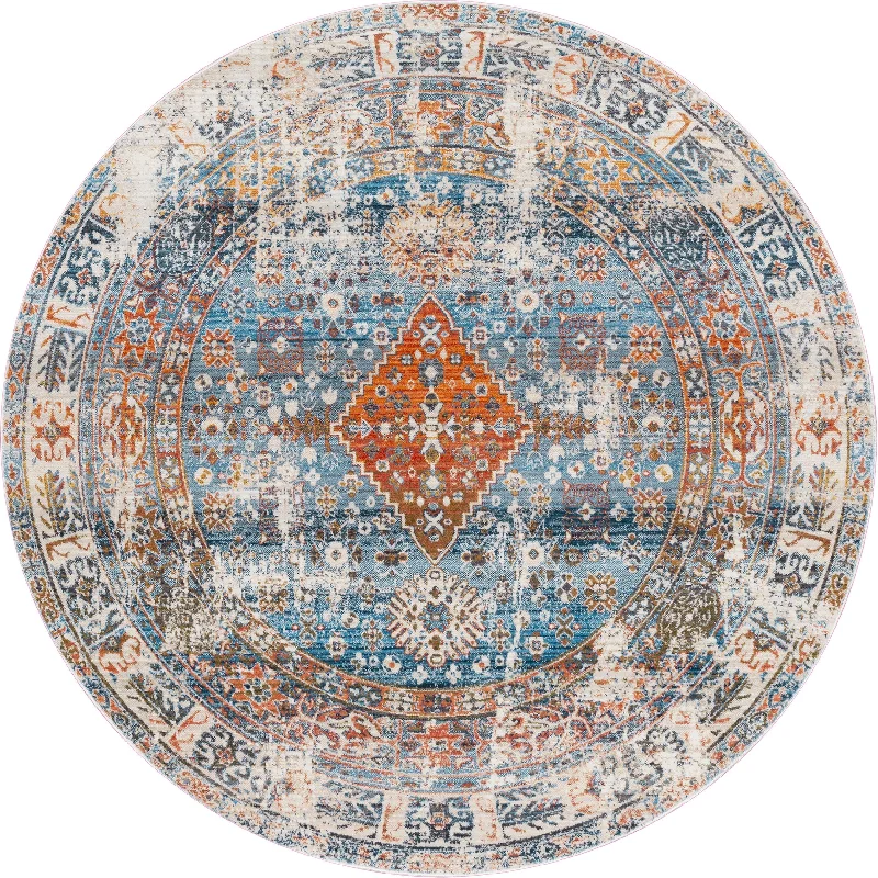 Archer Distressed Medallion Rug | Blue