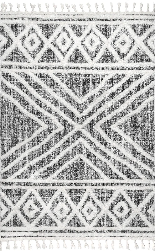 Aubree Textured Paneled Rug | Grey