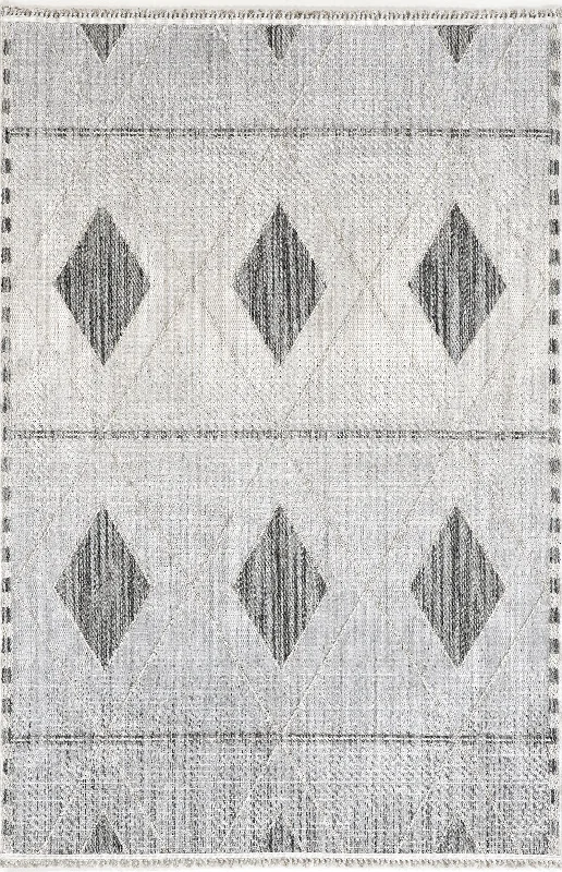 Aurelia Raised Diamond Rug | Light Grey