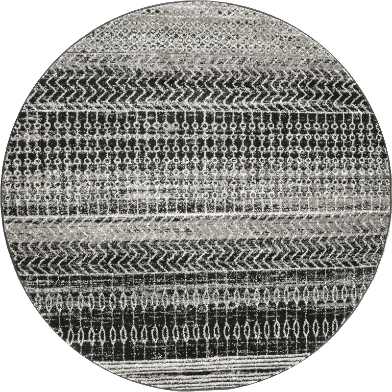 Banded Abacus And Stripes Rug | Dark Grey