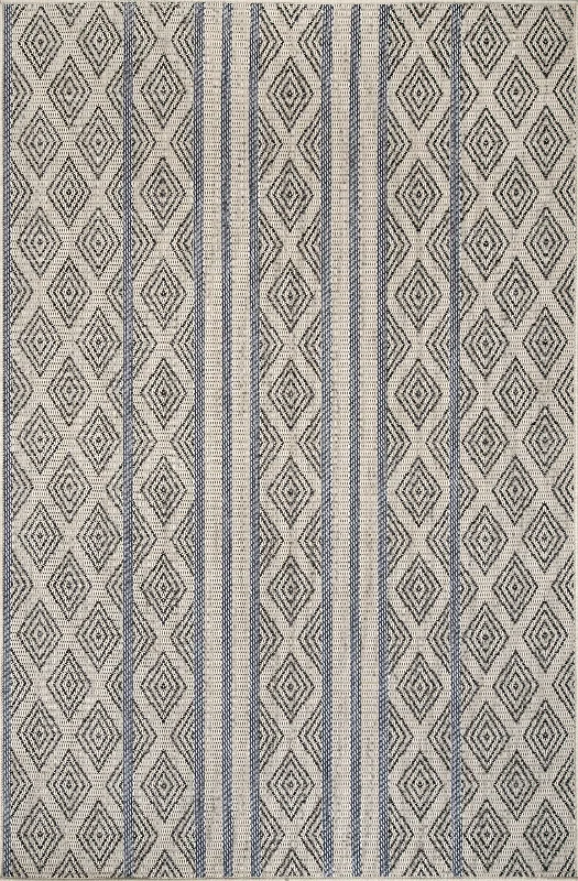 Banded Trellis Indoor/Outdoor Rug | Light Grey