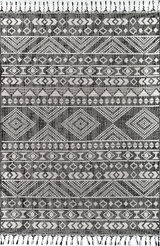 Banded Tribal Printed Flatweave Rug | Grey