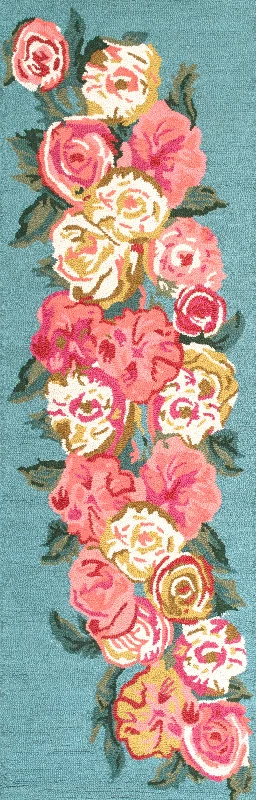 Beautiful Rose Bouquet Rug | Light Blue