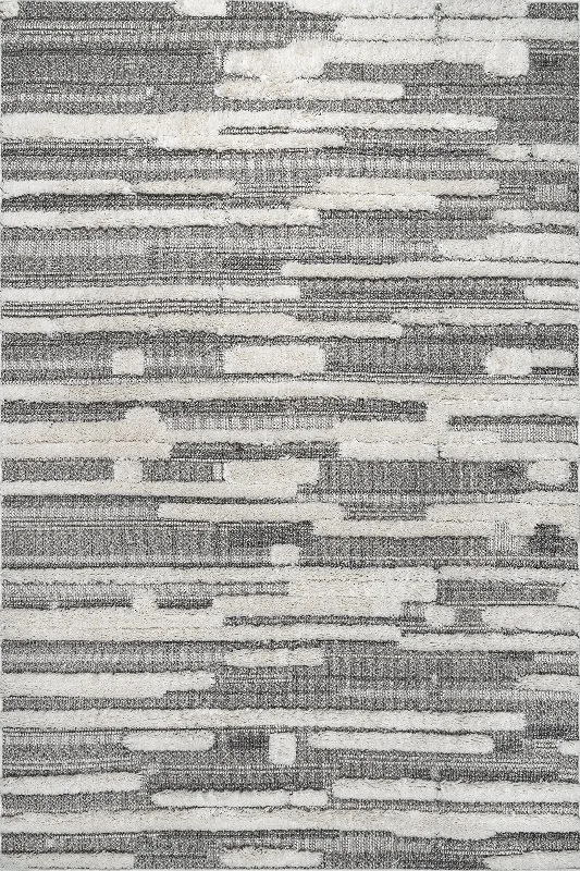 Cadence Striped Shags Rug | Grey