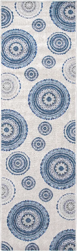 Carved Regal Suzani Indoor/Outdoor Rug | Blue