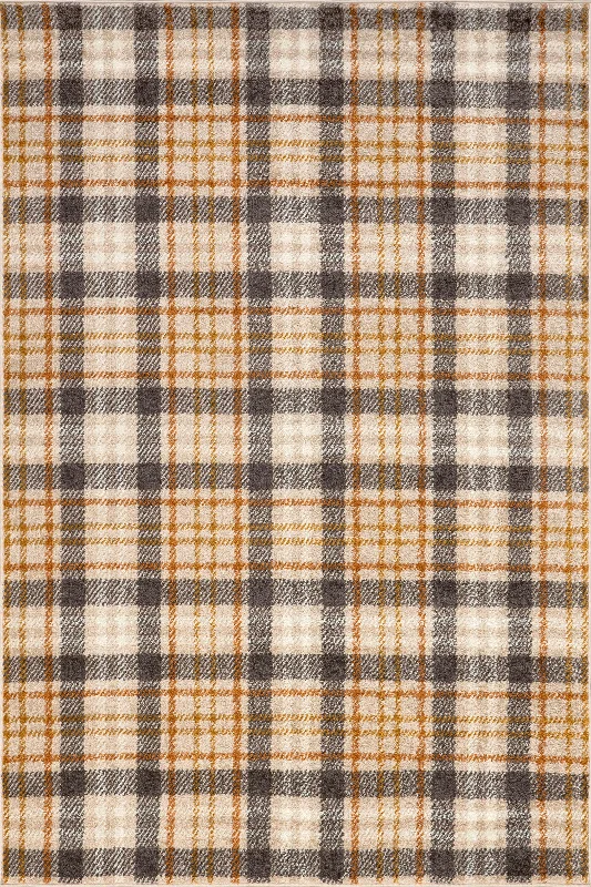 Cecile Plaid Rug | Orange & Ivory