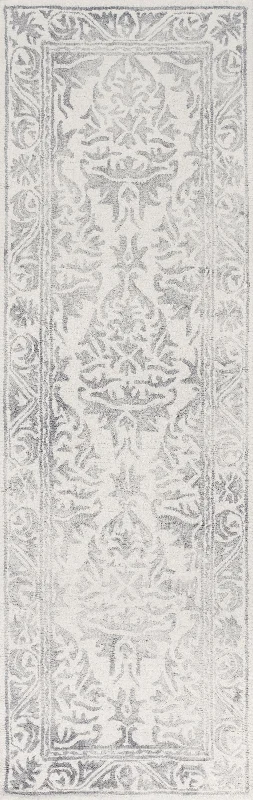 Damask Border Rug | Grey