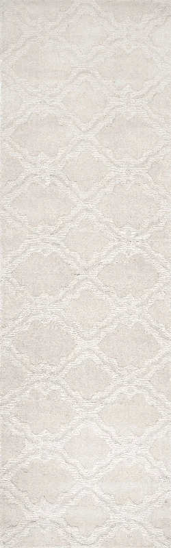 Double Carved Trellis Rug | Cream