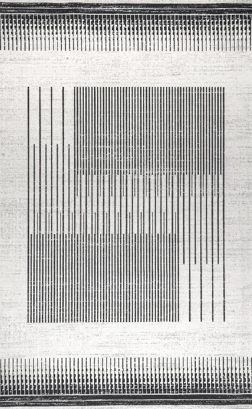 Eileen Linear Puzzle Washable Rug | Grey