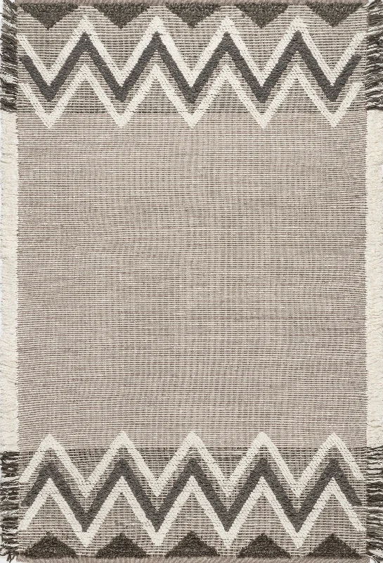 Esme Wool Geometric Rug | Beige