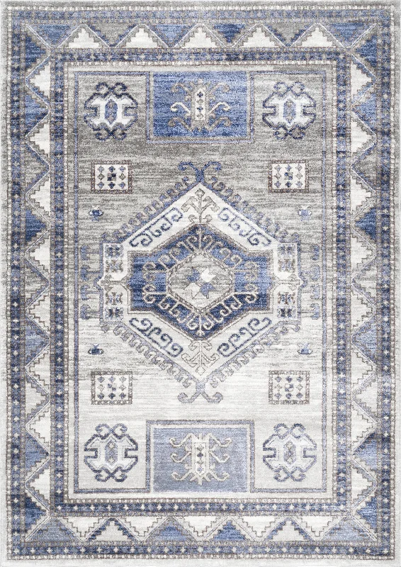 Faded Geometric Rug | Blue