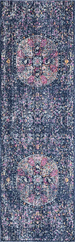 Floral Encompass Mandala Rug | Navy