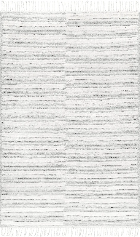 Fred Striped Shag Rug | Grey