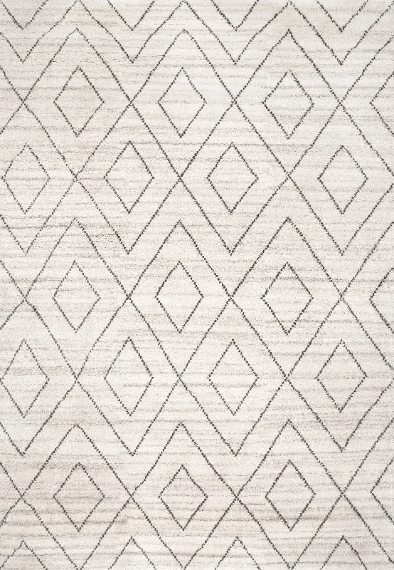 Hand Knotted Double Diamond Helix Rug | Beige