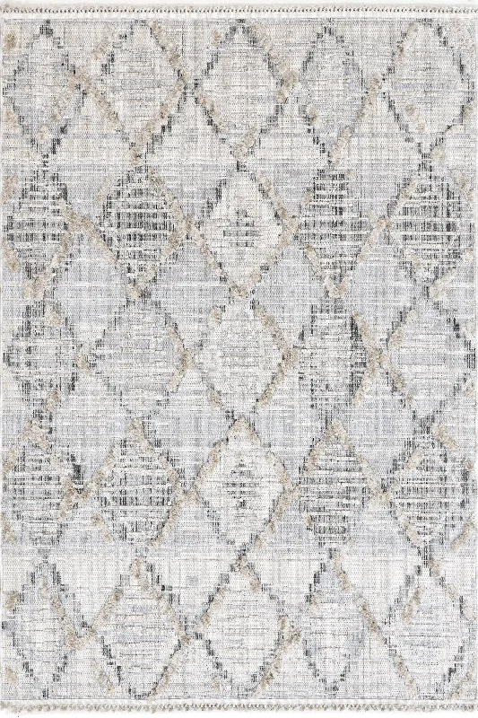 Ida Textured Trellis Rug | Light Grey