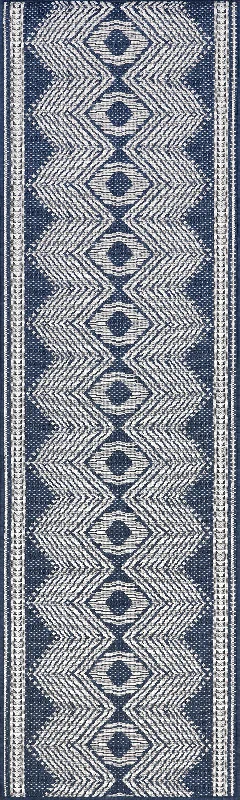 Iris Totem Indoor/Outdoor Flatweave Rug | Navy