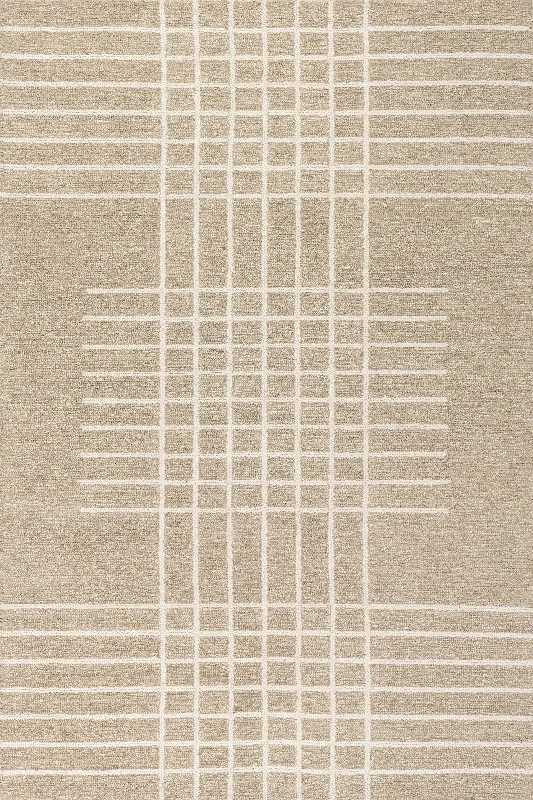 Kahlani Striped Checker Rug | Beige