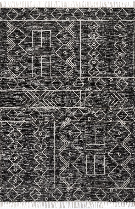 Kiki Tasseled Geometric Rug | Grey