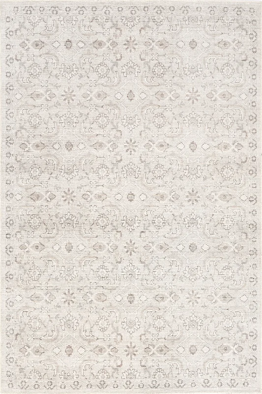 Lillie Classic Floral Washable Rug | Cream