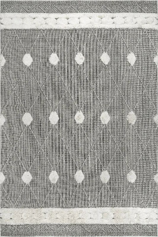 Lina Dotted Lattice Rug | Grey