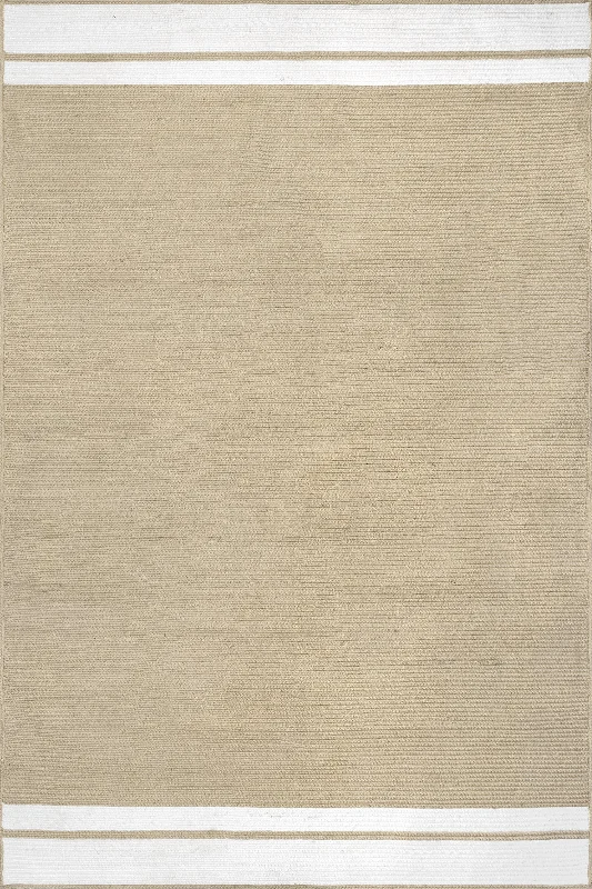 Luann Solid Bordered Rug | Beige