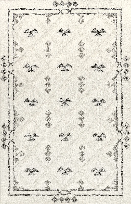 Mareeba Wool Geometric Trellis Rug | Ivory