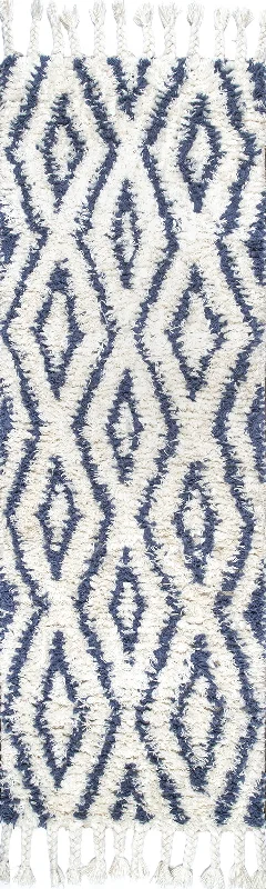 Moroccan Diamonds Shag Rug | Blue