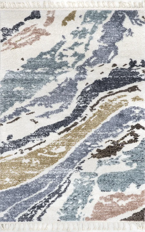 Naya Abstract Tasseled Rug | Beige