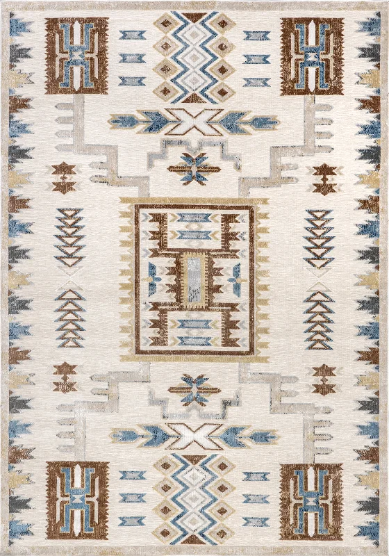 Nerali Washable Geometric Rug | Beige