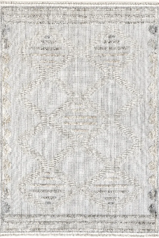 Orla Raised Lattice Rug | Grey