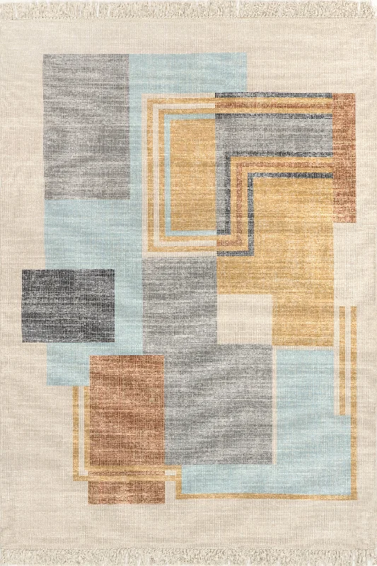 Patrice Retro Geometric Rug | Blue