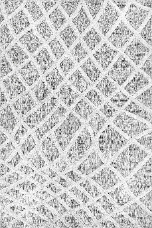 Raised Fishnet Trellis Rug | Grey