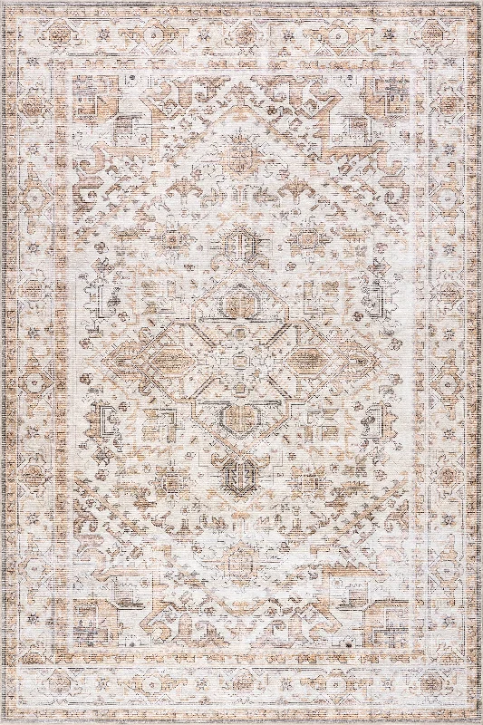 Rylan Medallion Spill Proof Washable Rug | Beige