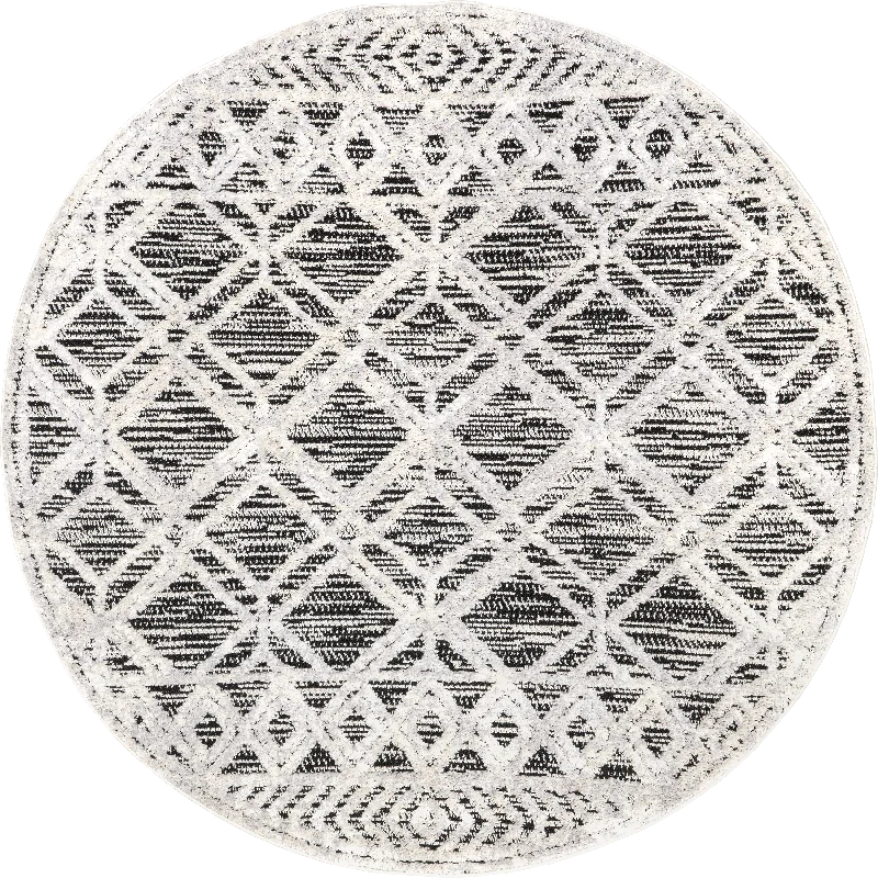 Shaggy Lattice Tassel Rug | Grey