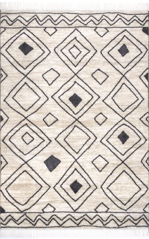 Spotted Diamonds Non-Slip Backing Rug | Beige