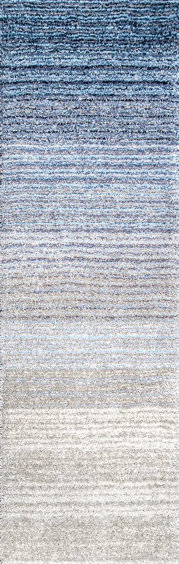 Striped Shaggy Rug | Blue