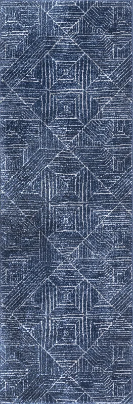 Striped Tiles Rug | Blue