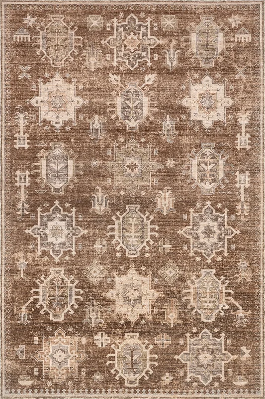 Thalia Medallion Washable Rug | Sienna Brown