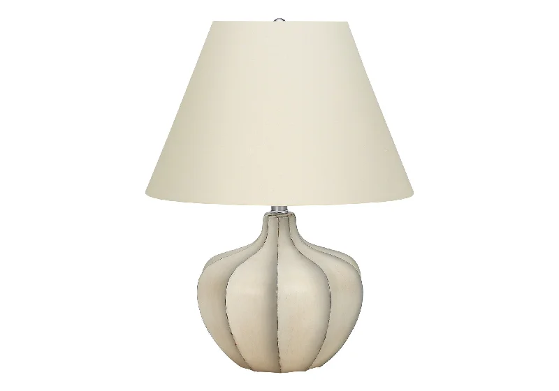 21" Cream Round Table Lamp With Cream Empire Shade