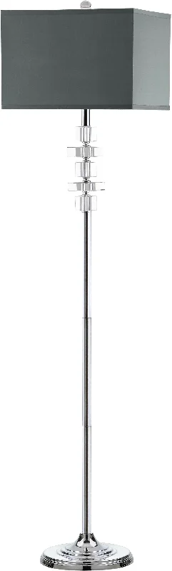 Safavieh Chevron 60.5 Inch H Square Floor Lamp 14" x 14" x 60.5" Chrome