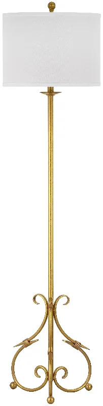 Safavieh Dion 60 Inch H Baroque Floor Lamp 15" x 15" x 60" Gold