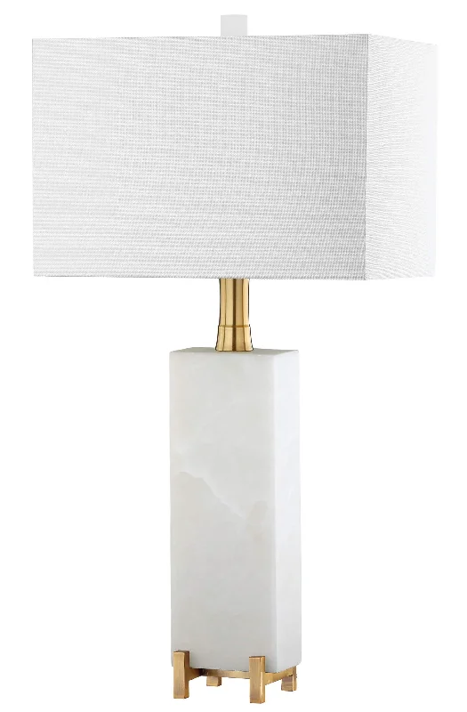 Safavieh Drina Alabaster Table Lamp 15" x 8" x 30" White