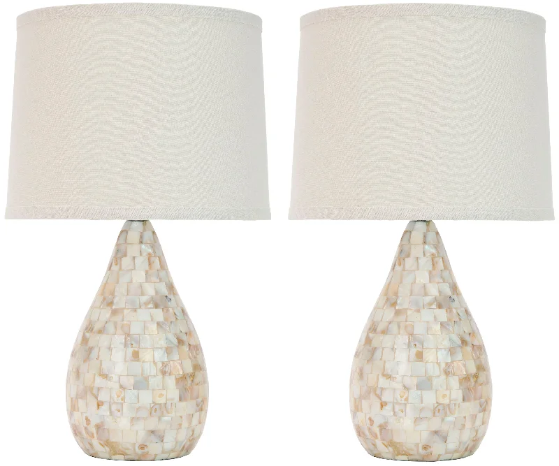 Safavieh Fidelma 20.5 Inch H Ivory Capiz Shell Lamp 12" x 12" x 20.5" Ivory