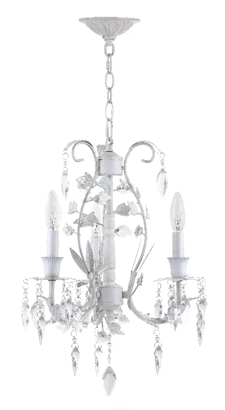 Safavieh Jacques 3 Light White 14.5 Inch Dia Adjustable Chandelier 14.5" x 14.5" x 22.5 - 94.5" White