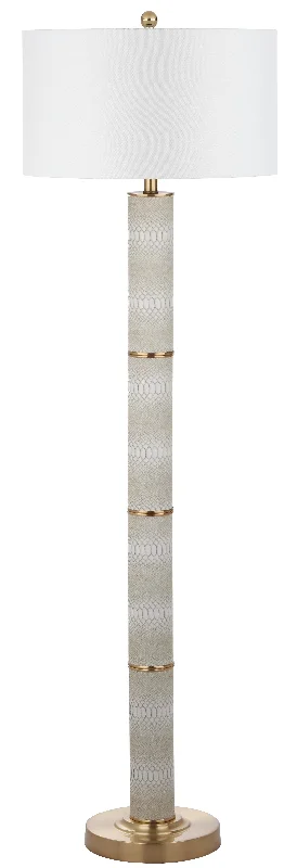 Safavieh Lettie 60.5 Inch H Faux Snakeskin Floor Lamp 18" x 18" x 60.5" Off White