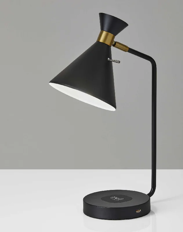 Asymmetrical Diabolo Black Metal Desk Lamp By Homeroots