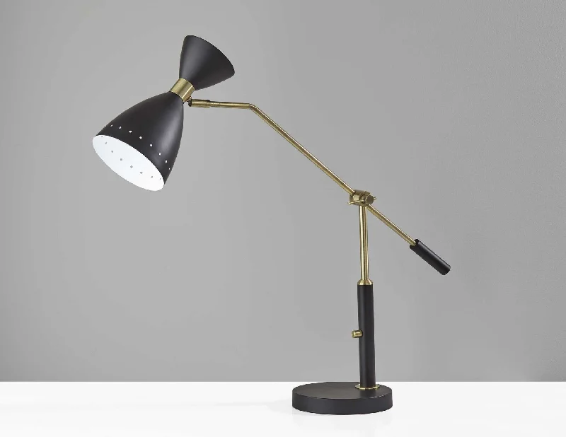 Brass Cinch Black Metal Adjustable Desk Lamp By Homeroots