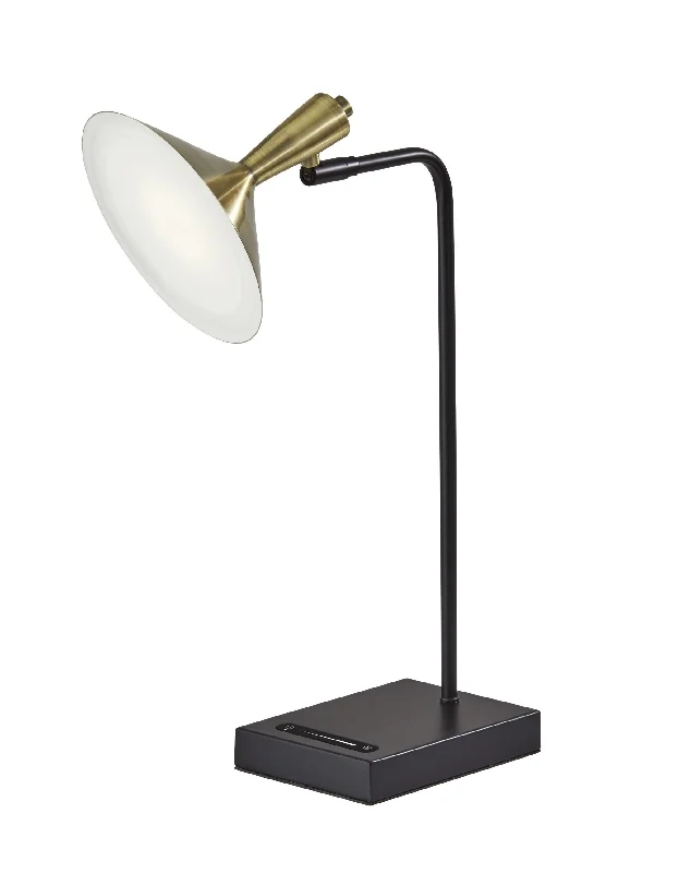 Brass Spotlight Black Metal LED Desk Lamp By Homeroots